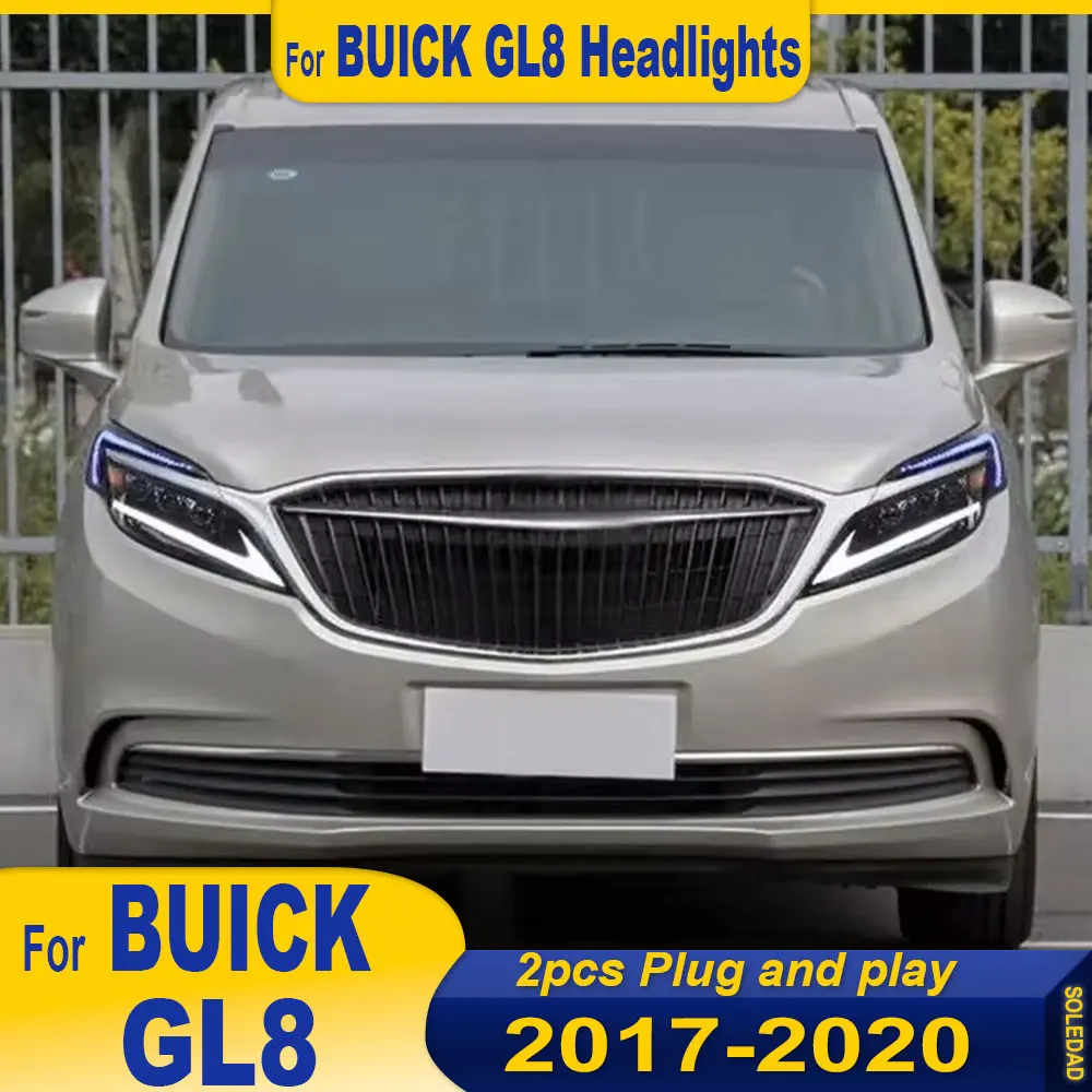 

Автомобильные аксессуары для фар Buick GL8 2017-2020, головной светильник DRL, указатель поворота, ближний свет, линза проектора Plug and play
