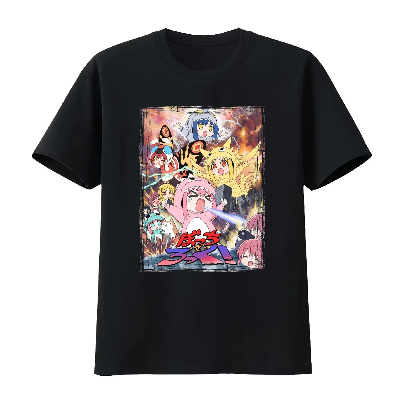 Bocchi the Rock Chibi T-Shirt Summer Casual Cotton Tee Oversized Streetwear Tops Vintage Graphic Print Unisex Men Women