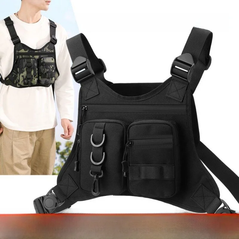 Unisex Running Hiking Travel Chest Bag Vest Sports Exercise Korean Style Double Shoulder Bag Casual Leisure Zipper Closure Ny...