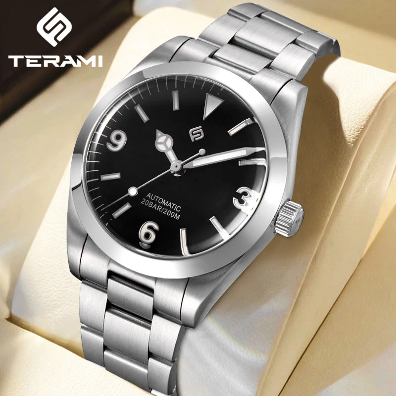 TERAMI Fashion Simple Automatic Men\'s Watches NH35 Movement Casual Mechanical Clocks Stainless Waterproof Luminous Reloj Hombre