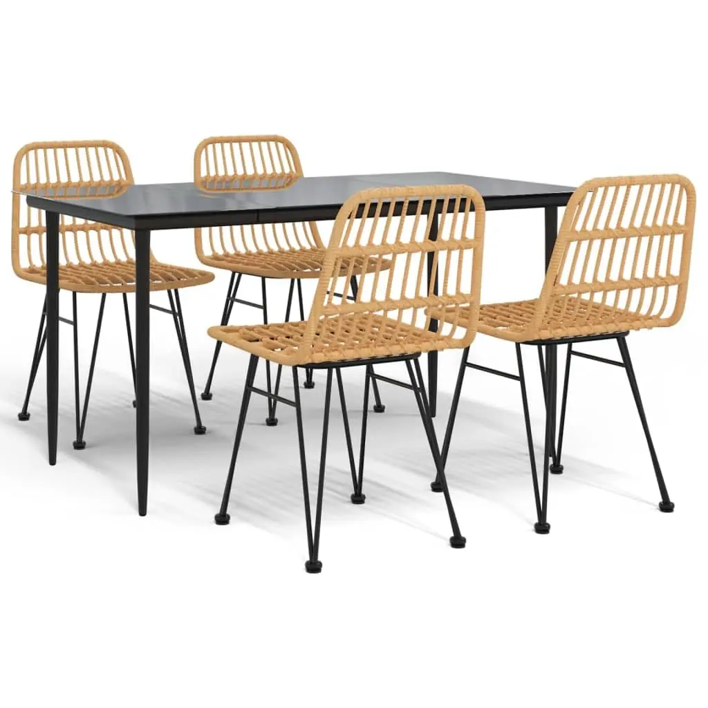 5 Piece Patio Dining Set,Outdoor Bistro Table & Chair,Poly Rattan Furniture,for Backyard Garden Balcony, Customized