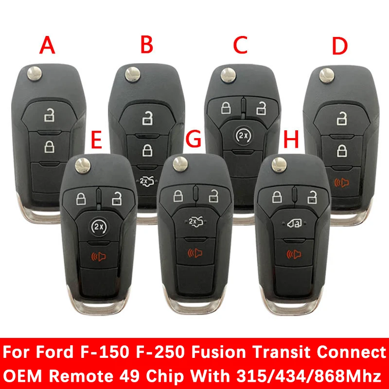 CN018133 Original Flip Key For Ford F150 F250 Fusion Transit Keyless Entry Remote Contorl 315/434/868 MHz 49 Chip Hitag Pro