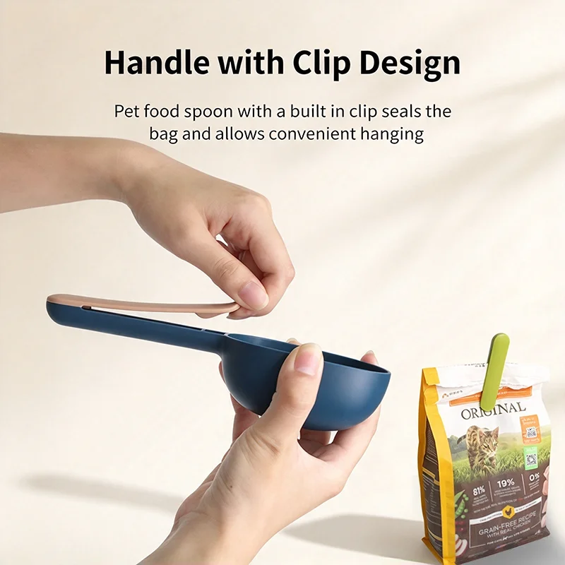 2 In 1 Multi-Functional Pet Food Spoon Dog Cat Food Scoop Pet Food Bag Clip For Dry Wet Pet Food Puppy Feed Tool Measuring Spoon
