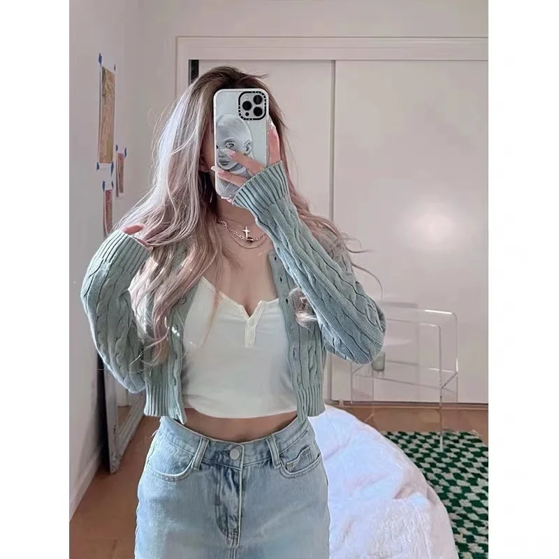 Primavera Autunno rotondo Ne Long Sve ort BM Maglione lavorato a maglia Slim Fit Cardigan aperto Top lavorato a maglia da donna Faionable Versatile