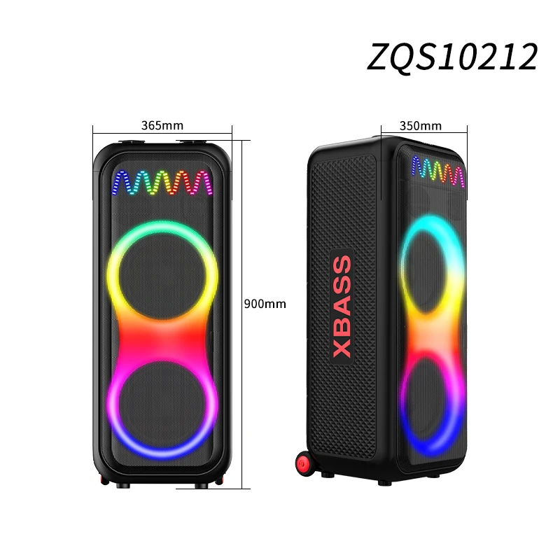 Big TWS  Speaker Dual 10 Inch Party Speaker With Wireless Microphone Dazzling Lights