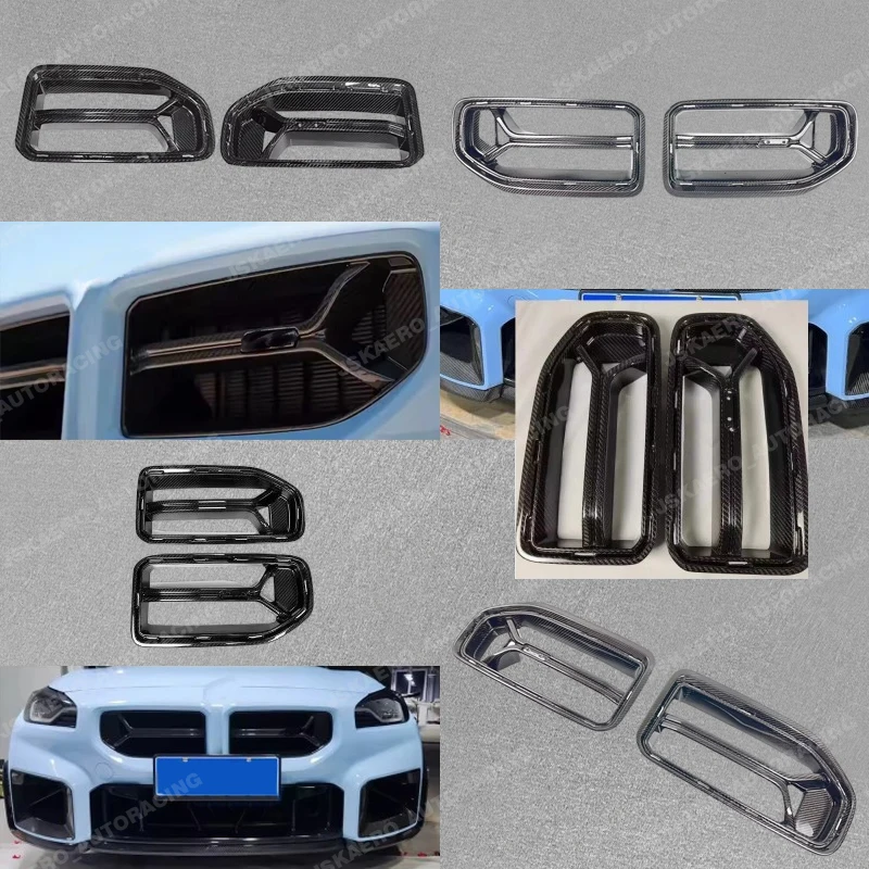 For BMW 23-24 M2 G87 2Door Front Nose Grill Grlle Mesh kits Dry Carbon  2pcs car BodyKits