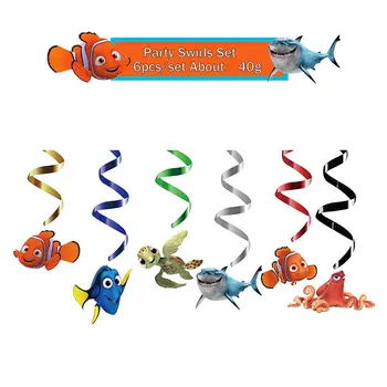 Dekorace na narozeninovou párty s motivem Hledá se Nemo, ozdoby na dort, balónky, víry k narozeninám, samolepky, dětské párty potřeby, dekorace 10 nejlepší prodej Narozeninové dekorace Nemo - №2