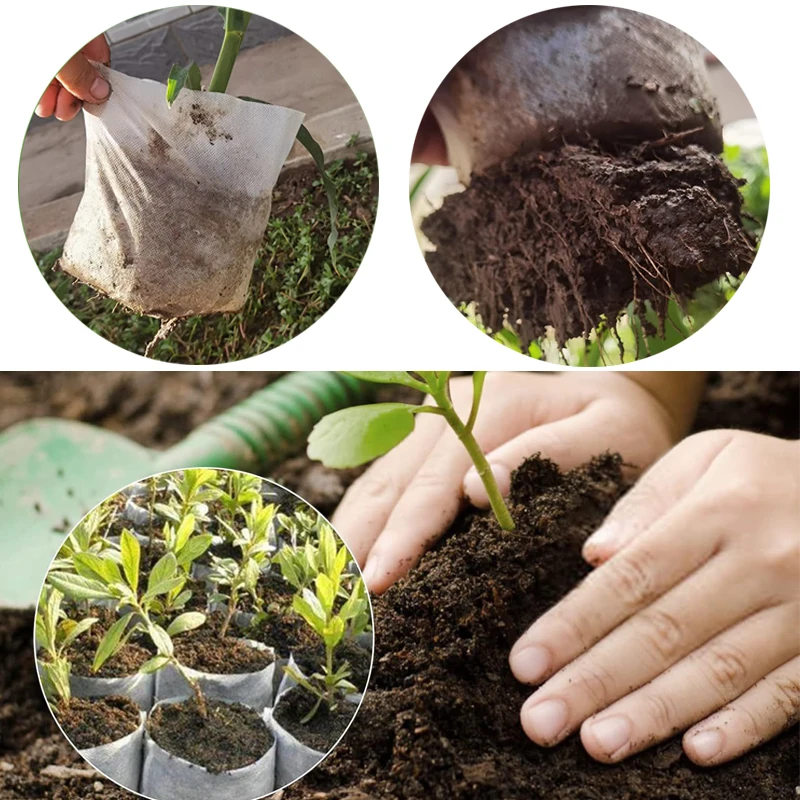 100Pcs Plant Grow Bags Nursery Bags Seeds To Sow Flower Pots Biodegradable Non-woven Fabric For Garden Accessories Tools