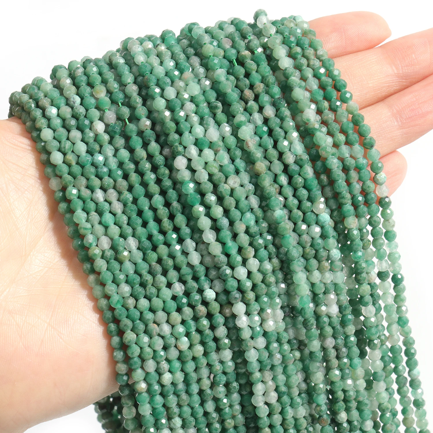 2 3 4mm 15" natürliche afrikanische Smaragdperle kleine facettierte Steine runde lose Steinperlen für DIY Armband Halskette Schmuckherstellung – Detail 2