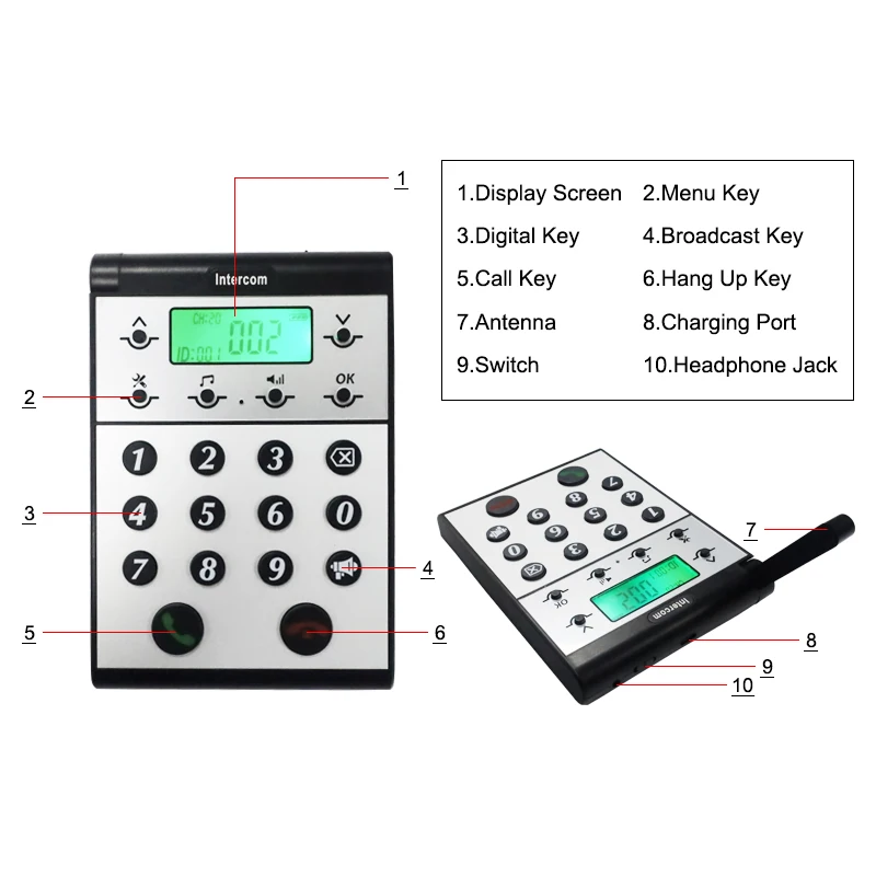 Dual-way Wireless Desk Business Telephone Hotel Office Intercom Phone Systems For Apartment Buildings