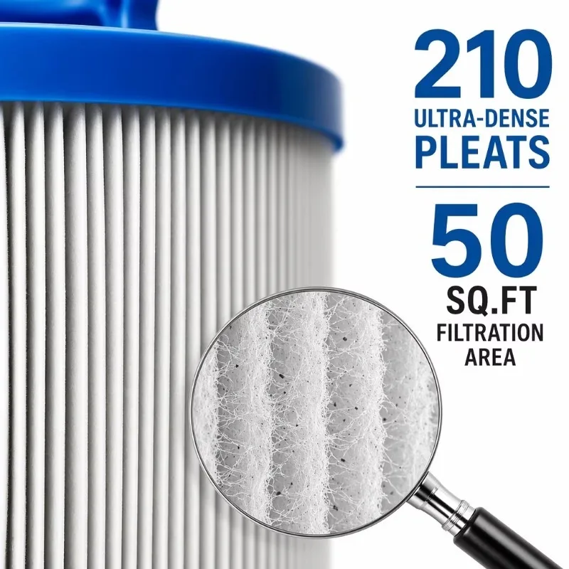 2 Inch SAE Thread 50 Sq.Ft Pleated Spa Filter Cartridge 210 High Density Replacement Filter Element For Hot Tub Bathtub
