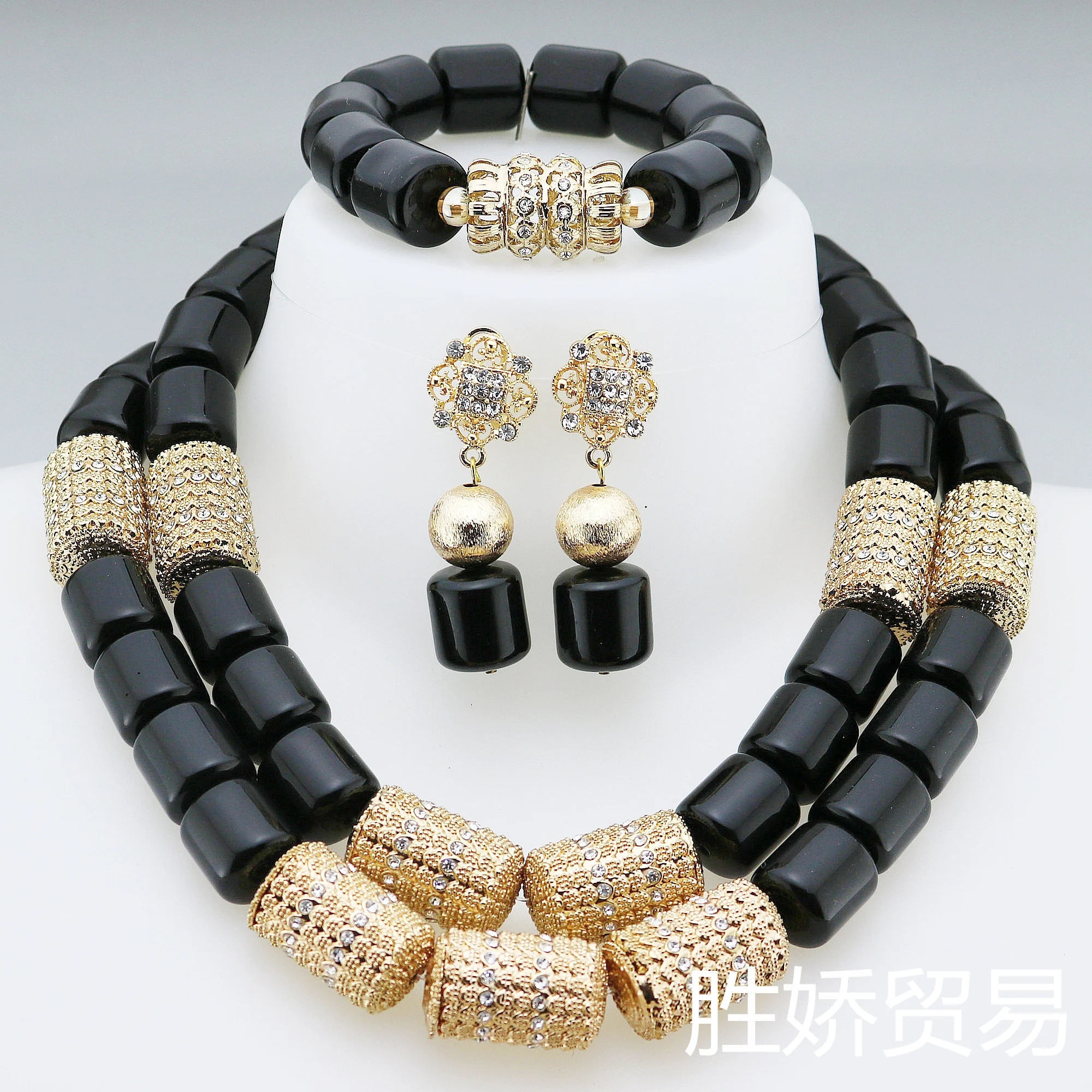 여성을위한 인공 수지 비즈 목걸이 웨딩 패션 스테이트먼트 체인 초커 쇄골 보석 세트 XK - 0191056