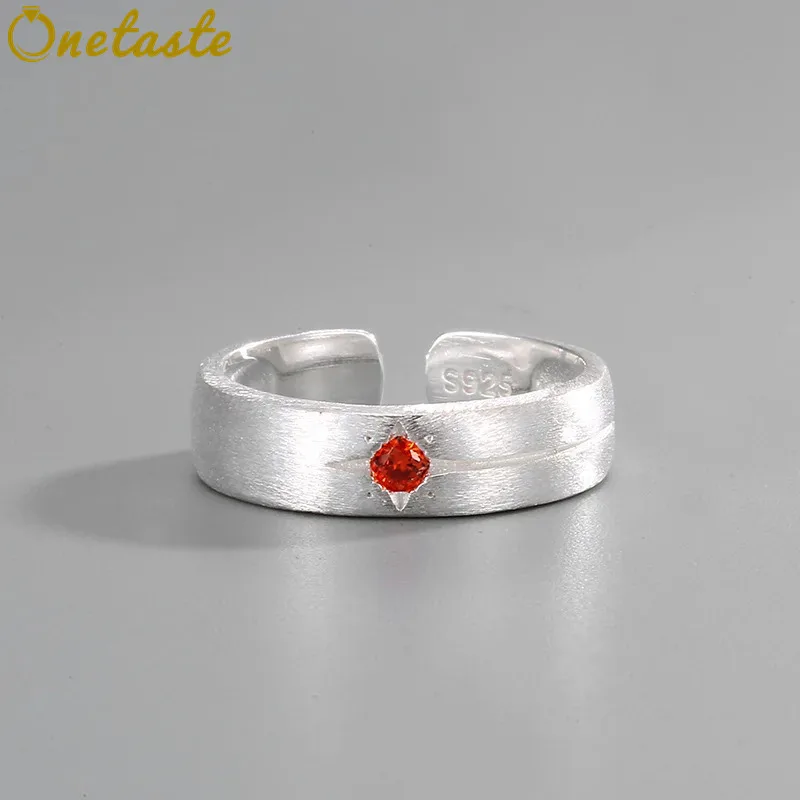 

Стерлингового серебра 925 пробы, матовая звезда, красный цирконий, открытые кольца для женщин, минималистичный модный изящный штабелируемый кольцо, подарок любви