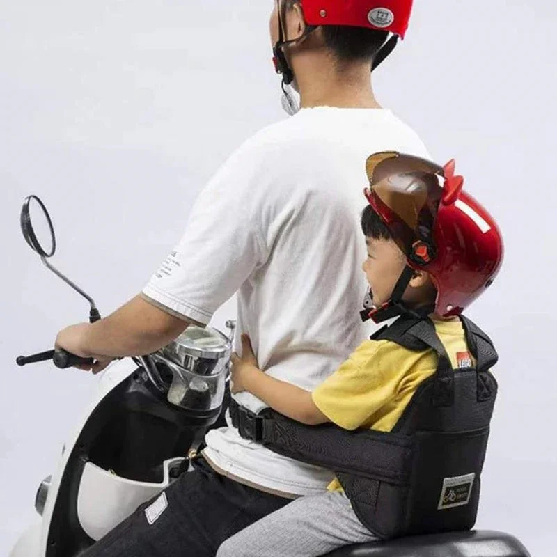 Universal Motorcycle Safety Belt For Kids With Storage Bag Rear Seat Grab Handle Strap Harness Adjustable Child Reflective Strip