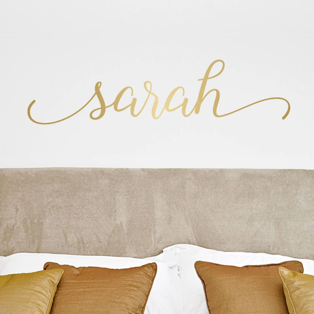 Flower name decal Gold name decal - Any word decal - Nursery custom name decal - Gold dormitory room name wall decal DZ-115