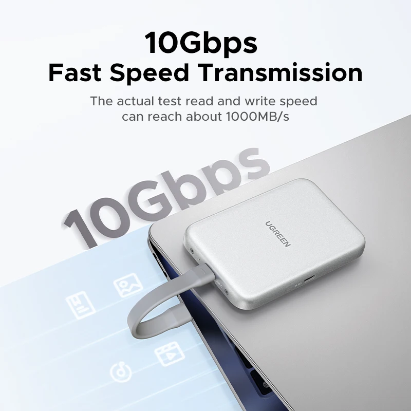 UGREEN Magnetic M.2 NVMe 2280 SSDEnclosure Magsafe SSD Case USB C 3.2Gen2 untuk NVMe PCl-E untuk iPhone 16 ProMax ProRes