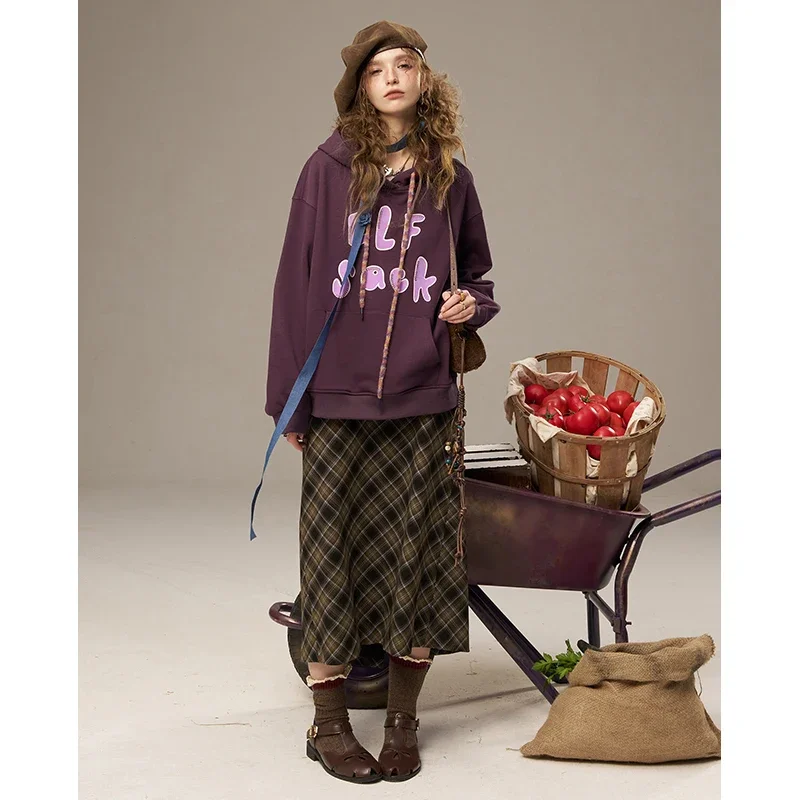 ELFSACK Women's Y2K Oversized Hoodie with Letter Graphic Print, Long Sleeve Pullover Sweatshirt for Fall Daily Streetwear