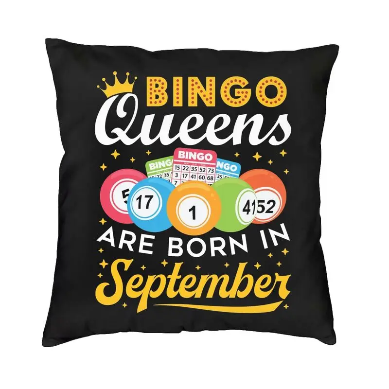 Bingo Queens Are Born In September Cushion Cover Soft Velvet Modern Pillow Cases Living Room Decoration