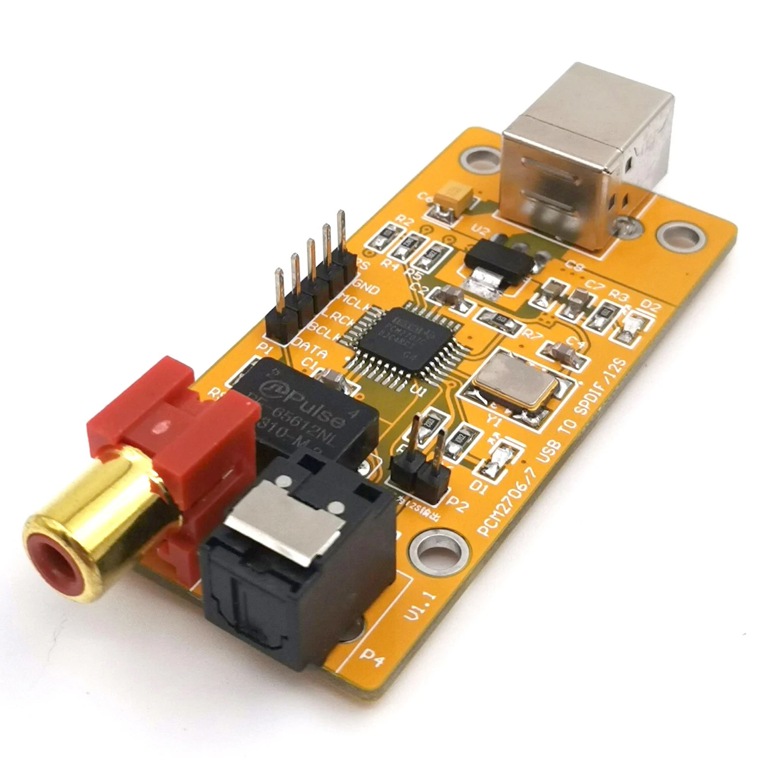 Imagem -04 - Placa de Som Usb para Fibra Coaxial I2s Decodificador Alta Fidelidade Dac Chip Pcm2706 Placa para Amplificador Potência Áudio Super Pcm2704