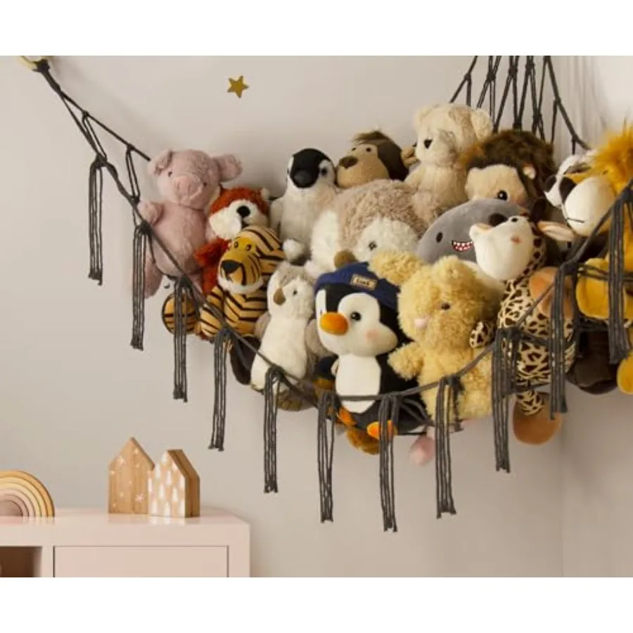 Stuffed Animals Hammock Net Corner-Hanging Stuff Animal Toy Storage Organizer for Plush Plushie Room Bedroom Nursery Decor Toy - view 3