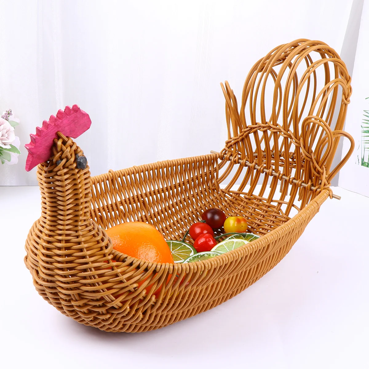 Chicken Toys Debris Storage Basket Bread Bamboo House Child Home Woven Organizer