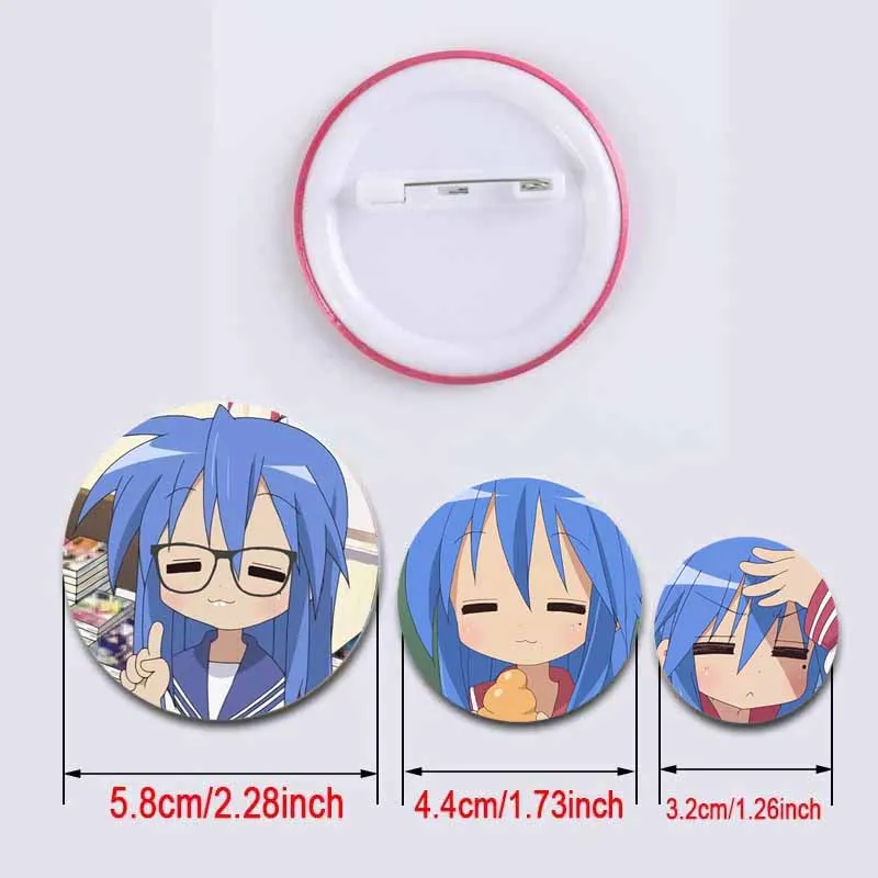 Cute Cartoon Character Izumi Konata Soft Button Pins Printed Icon Gifts Anime Round Badge Collar Brooch Lapel Pin Accessories