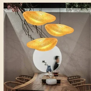 Handgefertigte hölzerne Bambus -Kronleuchter, natürliche schlechtere Lampe, kreativer Rattananhänger, japanisches Restaurant Licht, dekorative Beleuchtung 12 Hauptverkäufe Abajur Bamboo - №8