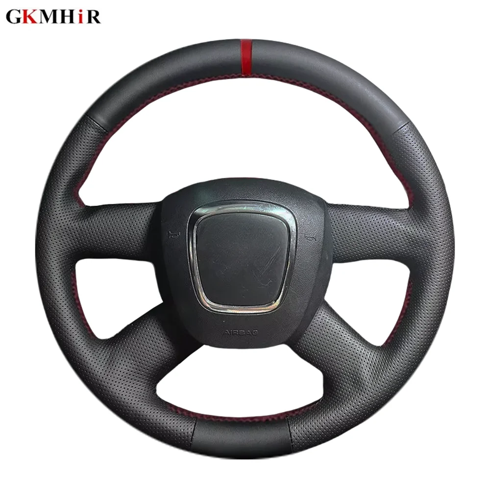 Car Steering Wheel Braid Cover Customized Anti-Slip Black For Audi A3 8P Sportback A4 B8 A5 8T A6 C6 A8 D3 Q5 8R Q7 4L 4-Spoke