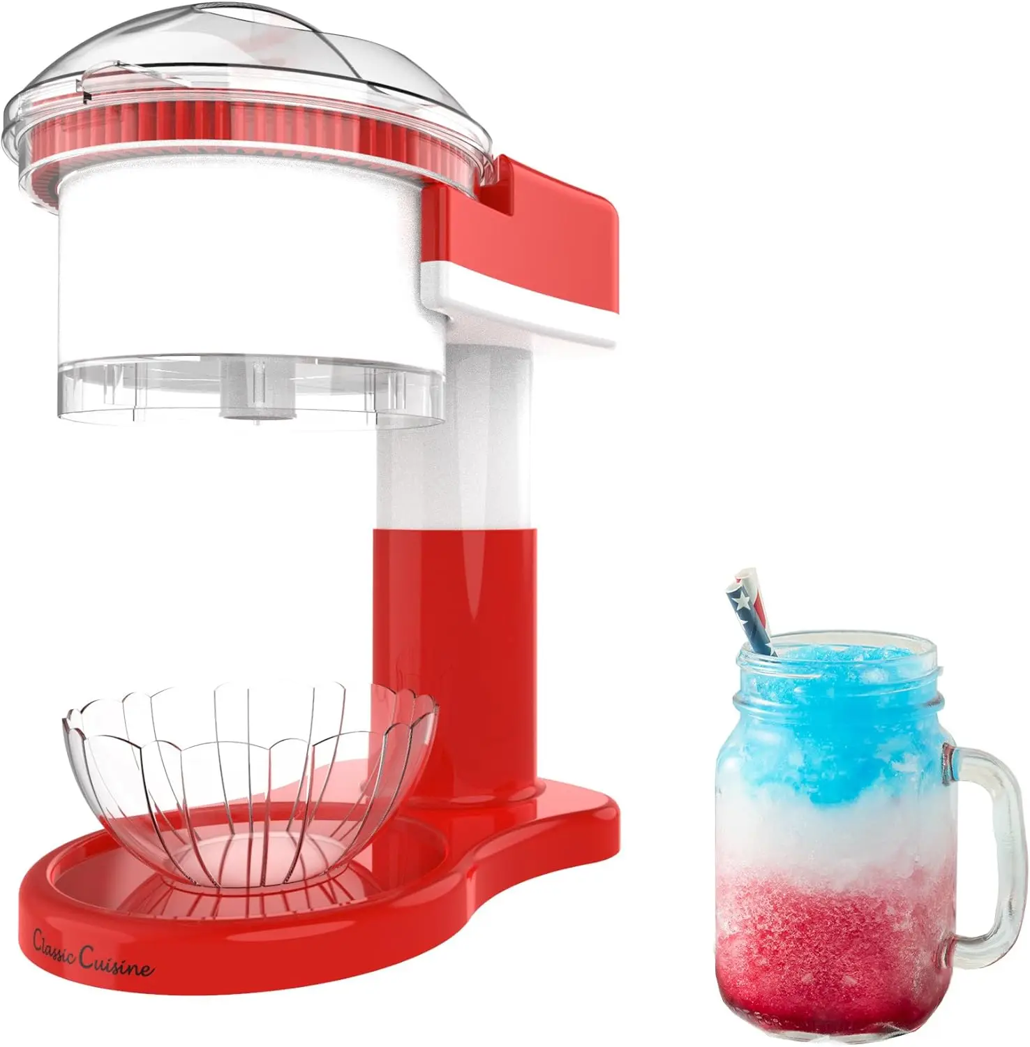 

Shaved Ice Maker- Snow Cone, Italian Ice, and Slushy Machine for Home Use, Countertop Electric Ice Shaver/Chipper with C