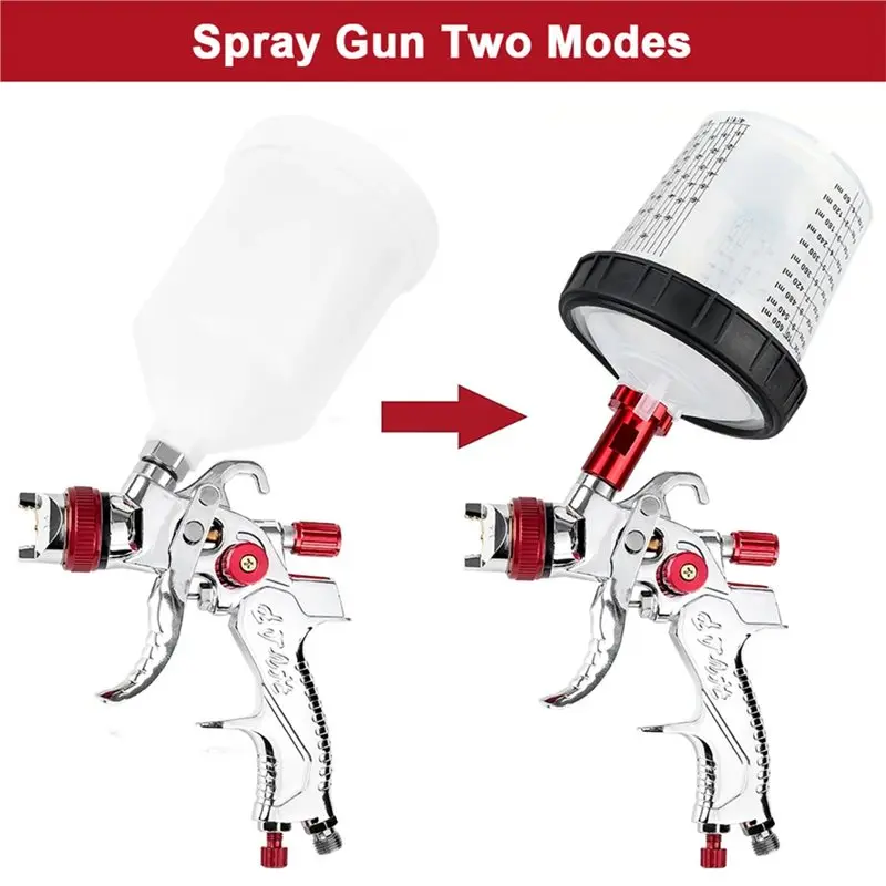 HVLP Spray Gun Nozzle Kit 1.4+ 1.7+ 2.0Mm With Air Regulator Filters+ 10PCS No-Clean Paint Mixing Cups Blue