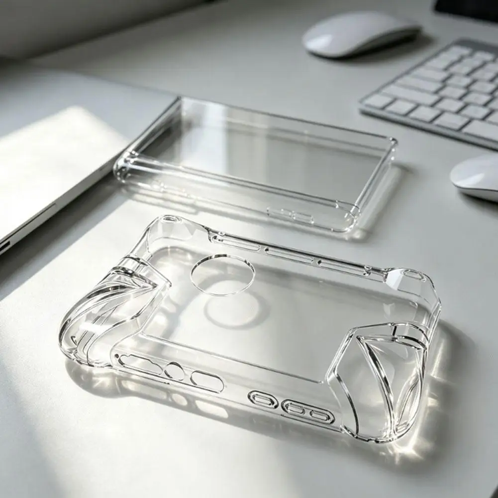 For AYN Thor Dual Screen Handheld Protective Case With Transparent TPU Integrated Soft Handle Clear Crystal Hard Protective Case