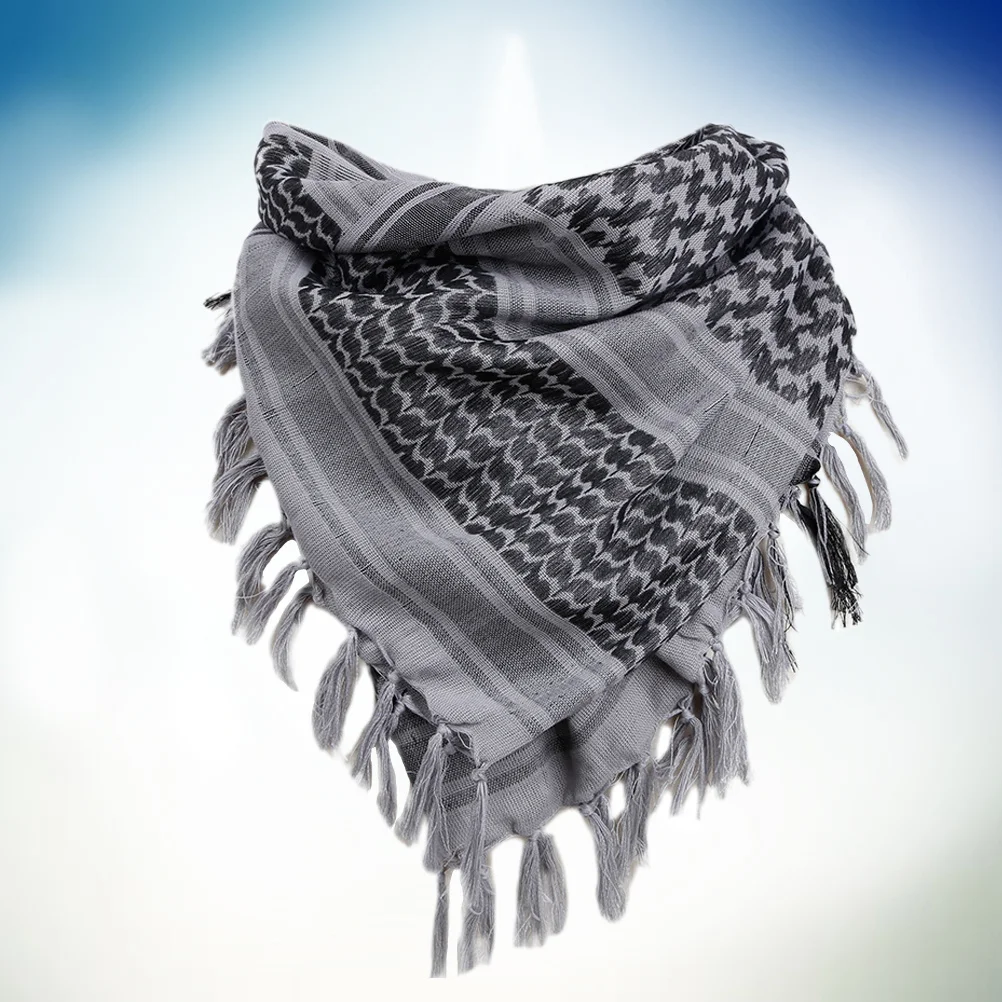 

1Pcs Arab Scarf Grey Cotton Neck Shawl Wrap Outdoor Unisex Scarf Neck Shawl Arab Wrap