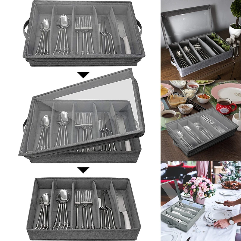 

Cutlery Storage Box Kitchen Fabric Detachable Folding Knife Fork Chopsticks Spoon Storage Case Camping Plate Holder