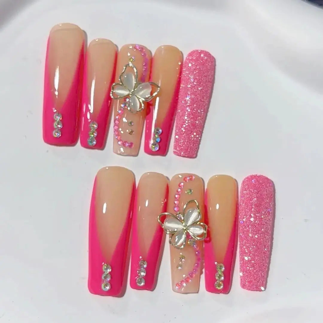 

Emmabeauty Handmade Press On Nails with Removable and Reusable Design,High-quality Luxurious Style And Whitening Effect.No.L003