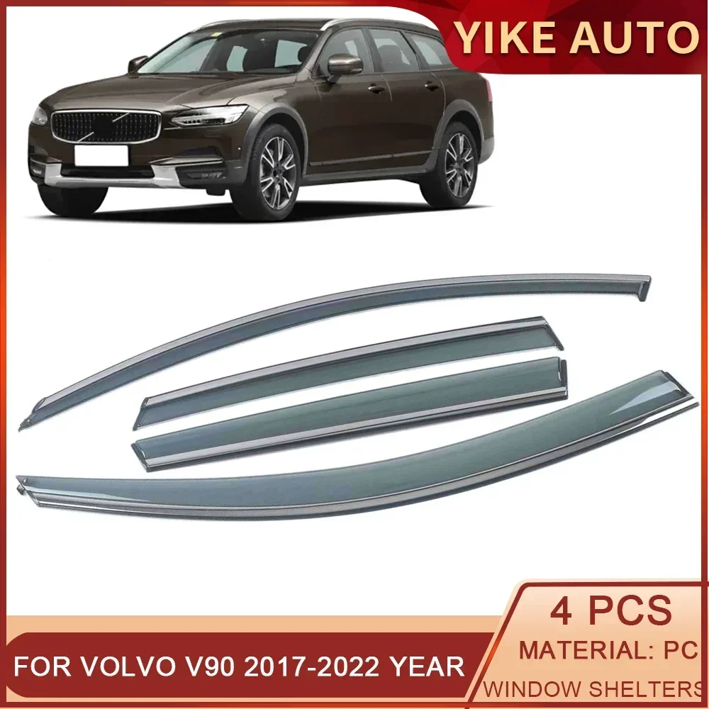 

For Volvo V90 2017-2022 Car Window Sun Rain Shade Visor Shield Shelter Protector Cover Frame Sticker Exterior Accessories