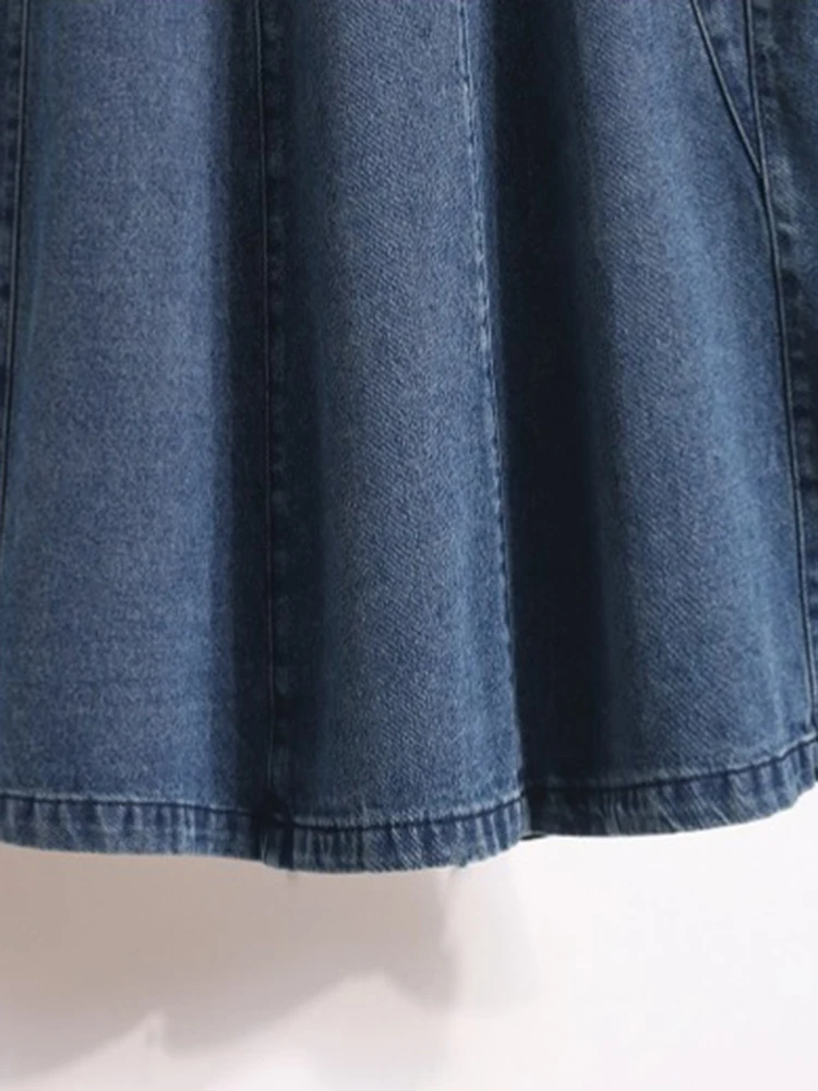 Oversized A-line Denim Skirt Women Spring Autumn Elastic Waist Loose All-matched Long Skirts Fashion Simple Jean Dress