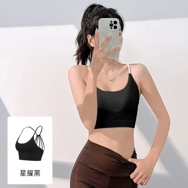 Women Gym Sport Bra Outdoor Jogging Leisure Commuting High Elasticity Sports Bra With Chest Pad Yoga Fitness Underwear Tank Top