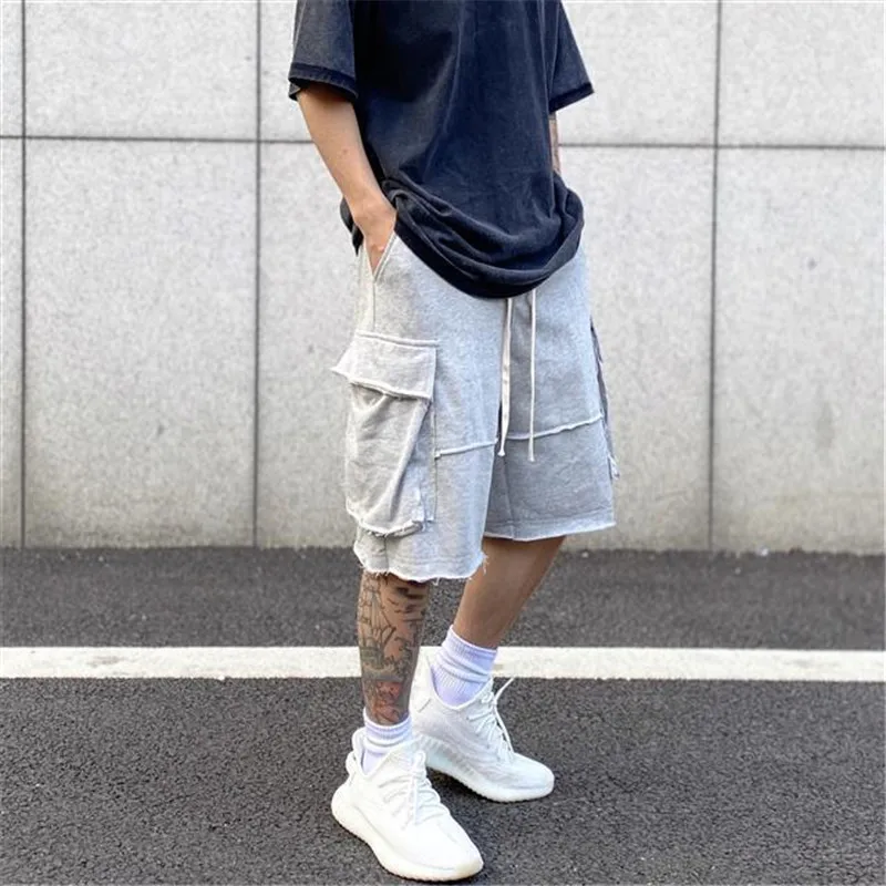 Highstreet Summer Mens Drop Crotch Shorts Baggy Loose Drawstring Hip Hop Cargo Urban Clothes Joggers Harem Pants For Male