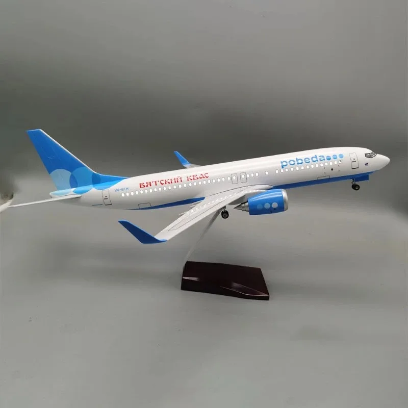 

1:85 Scale Model B737 Russia Victory Airlines 47cm Resin Toy Airplane Model With Wheels And Lights Toy Adult Hobbies Collection