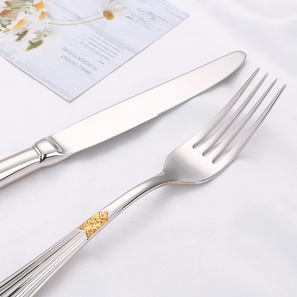 4/8/12/16/20 Pieces Gold Plated Luxury Silverware Flatware Dishwasher Safe 18/10 Stainless Steel Cutlery Set For Home Wedding