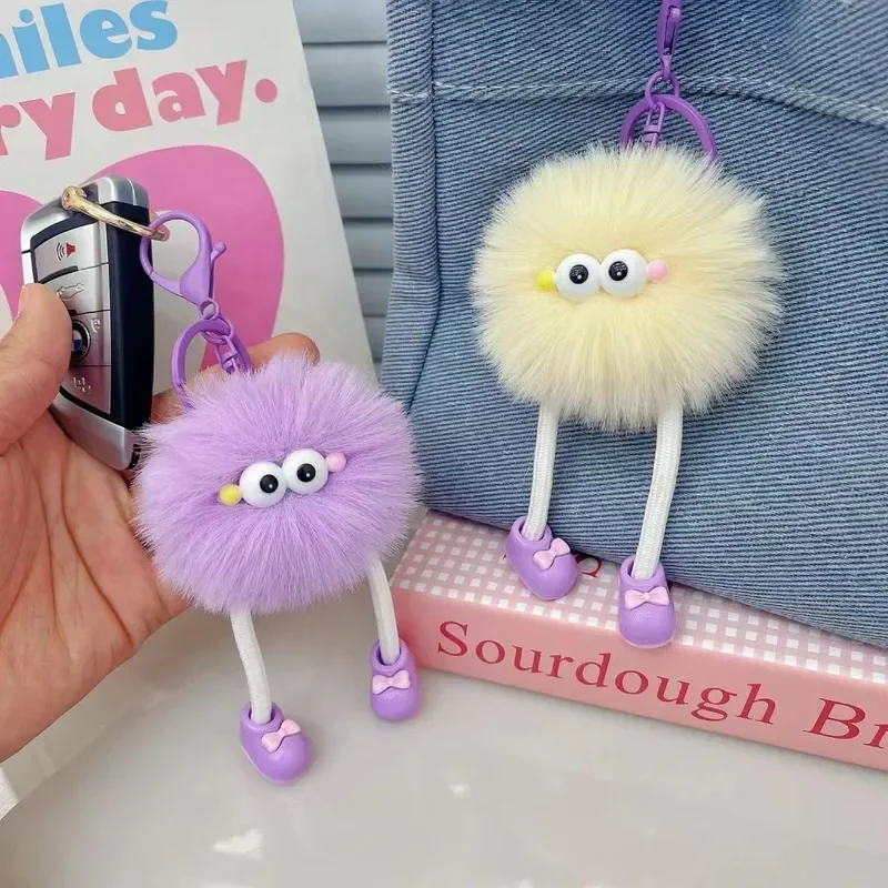 Keychain Pendant Imitation Rabbit Fur Long Legs Doll Style Plush Material Cute Design for Women and Girls Car Bag Decoration