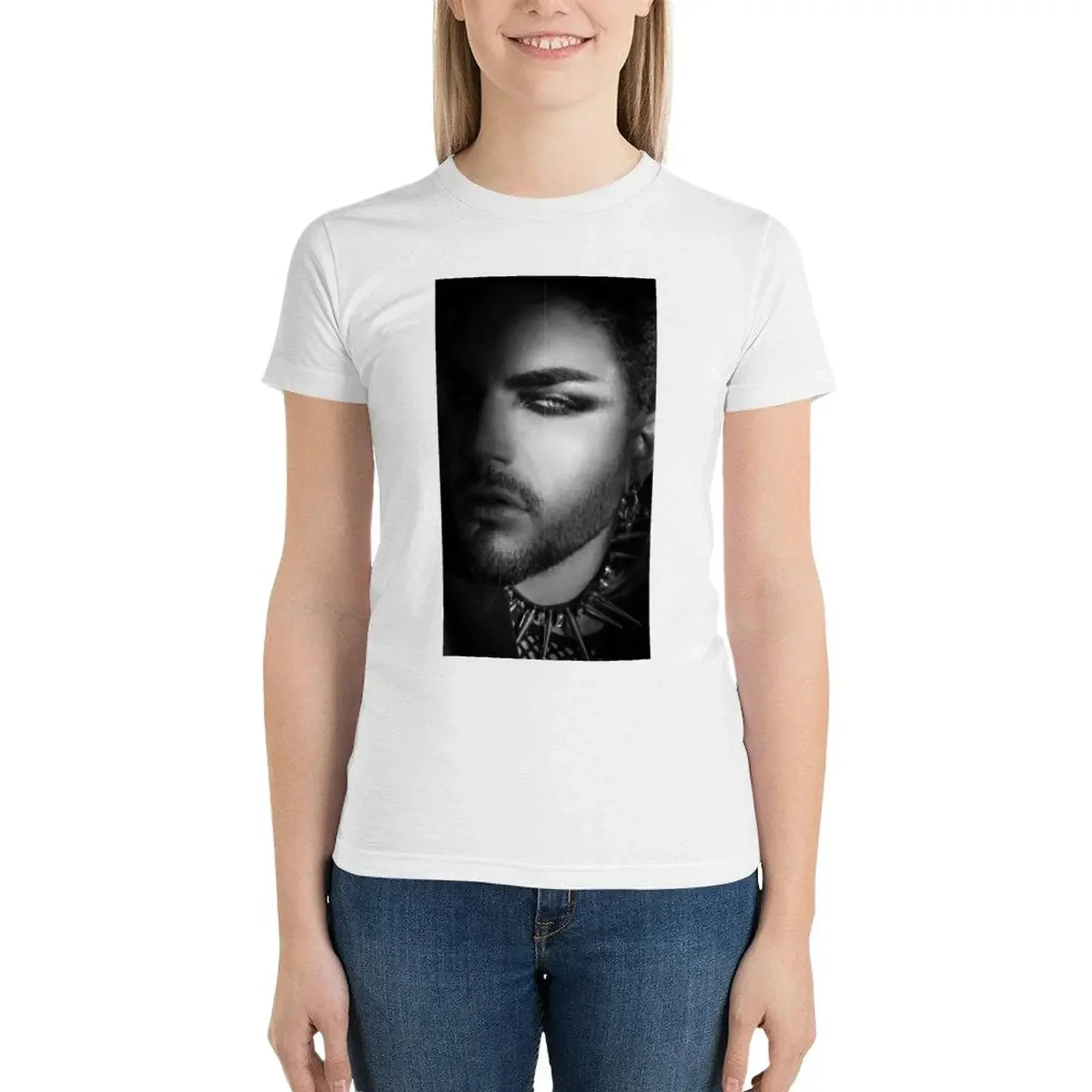 Pop Music Singer Adam Lambert Graphic T Shirts for Woman Fans Club Funny T-Shirt Vintage Street Fashion Tees Tops Casuales