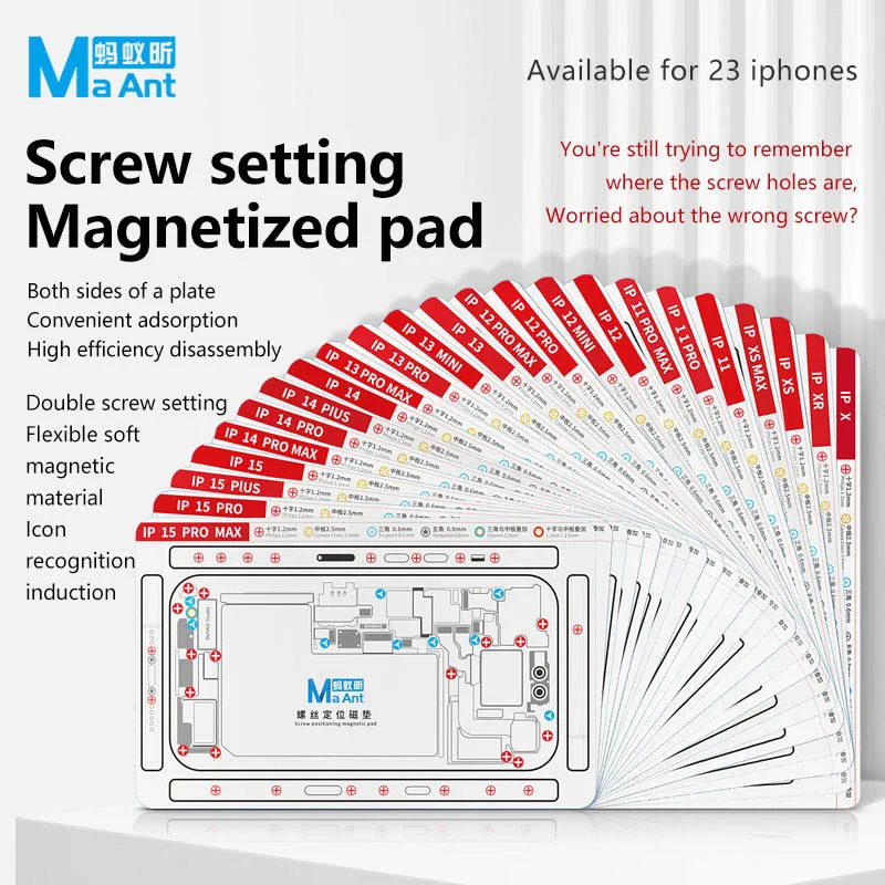 MaAnt High Quality Screw Positioning with Magnetic Pad for IP X-15ProMax Double/Single Side Soft Magnetic  Screws Location Mat