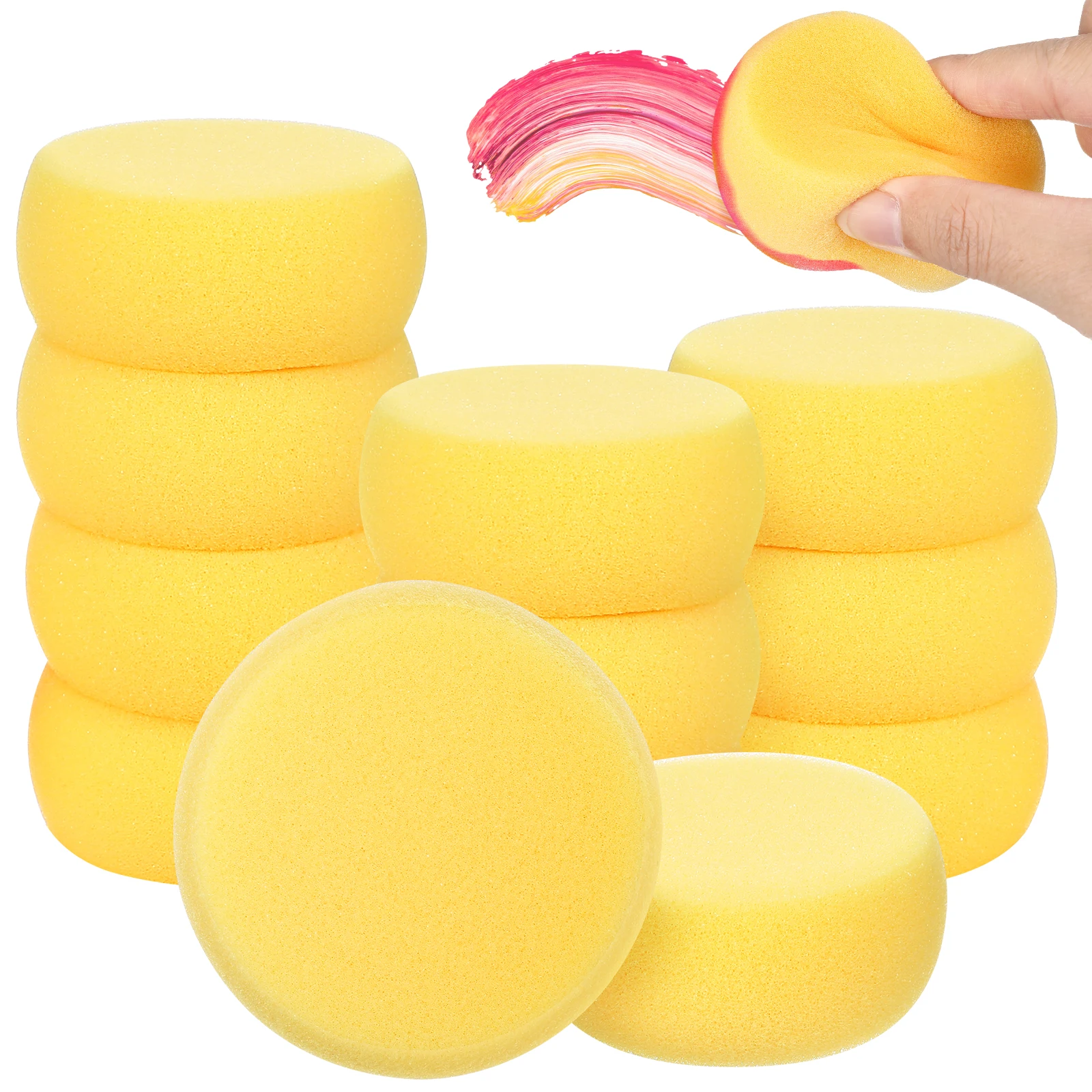 

12Pcs Round Synthetic Yellow Sponges Absorbent Durable for Painting Pottery Crafts Stencil Sponge Tool Round Sponge