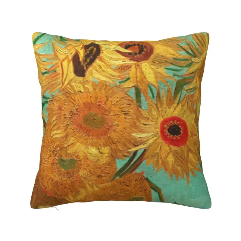 Nordic Vincent Van Gogh Twelve Sunflowers In A Vase Mask Cushion Cover Soft Art Flowers Painting Throw Pillow Case Home Decor