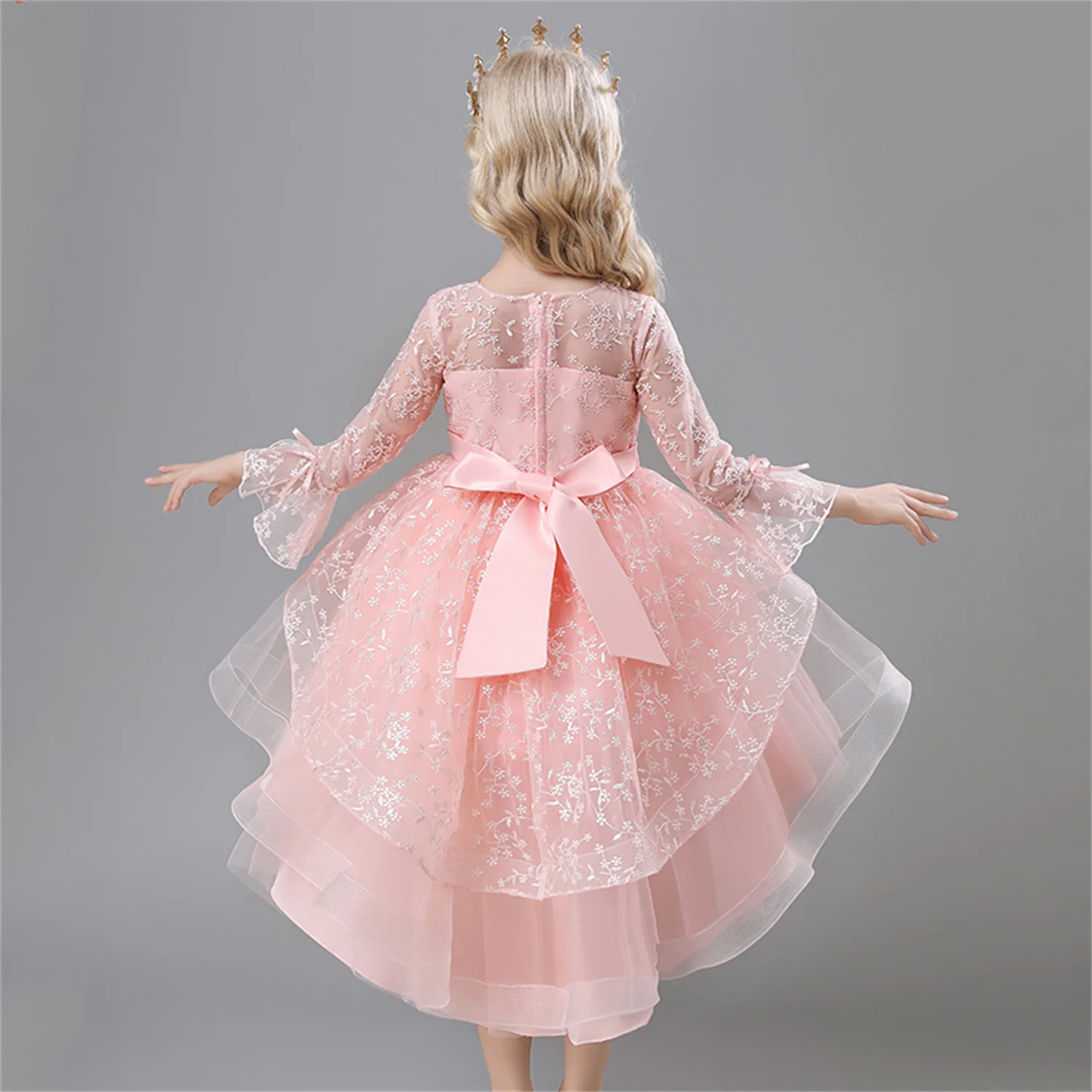 Flower Girls Princess Dresses Baby Wedding Christmas Party Trailing Dress Teenager Children Kids Elegant Vestidos For 3-12Years