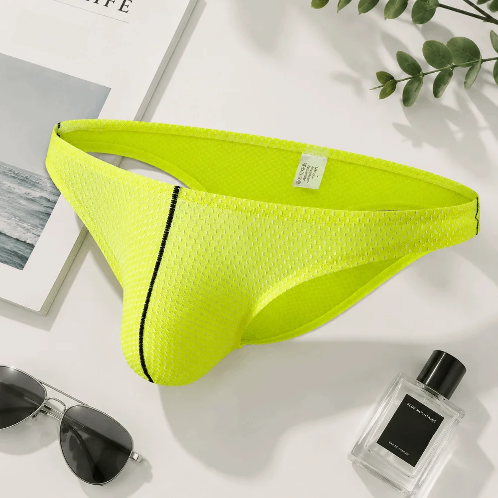 Bikini Design Breathable Men Briefs Low Waist Lingerie T-back Panties Solid Color U Pouch Underwear Daily Use