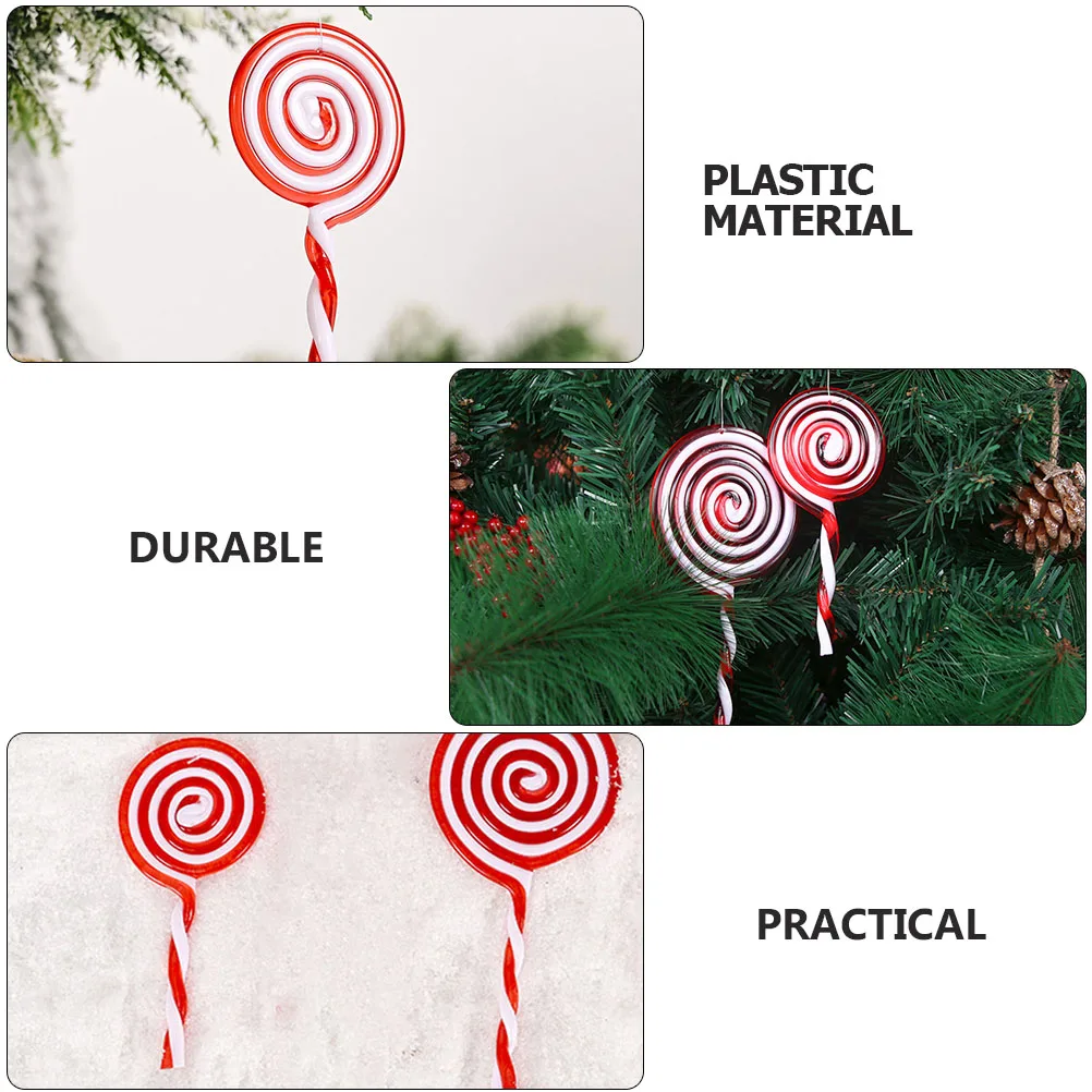 

6Pcs Christmas Tree Lollipop Ornaments Red White Spiral Decorations Party Decor Hanging Candy Christmas Decor Reusable