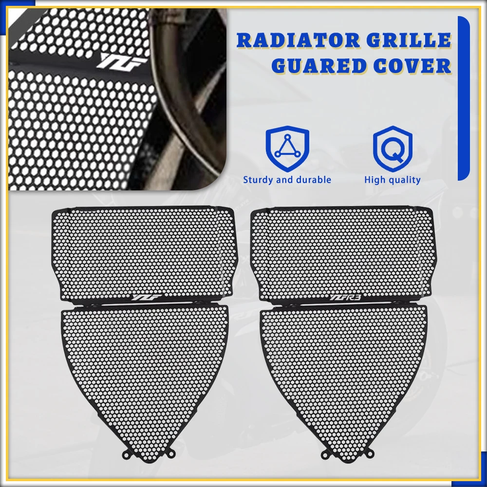 

For Yamaha YZFR3 YZF-R3 Accessories 2015 2016 2017 2018 YZF R3 Parts Radiator Grille Guard Cover and Header Guard Set Protector