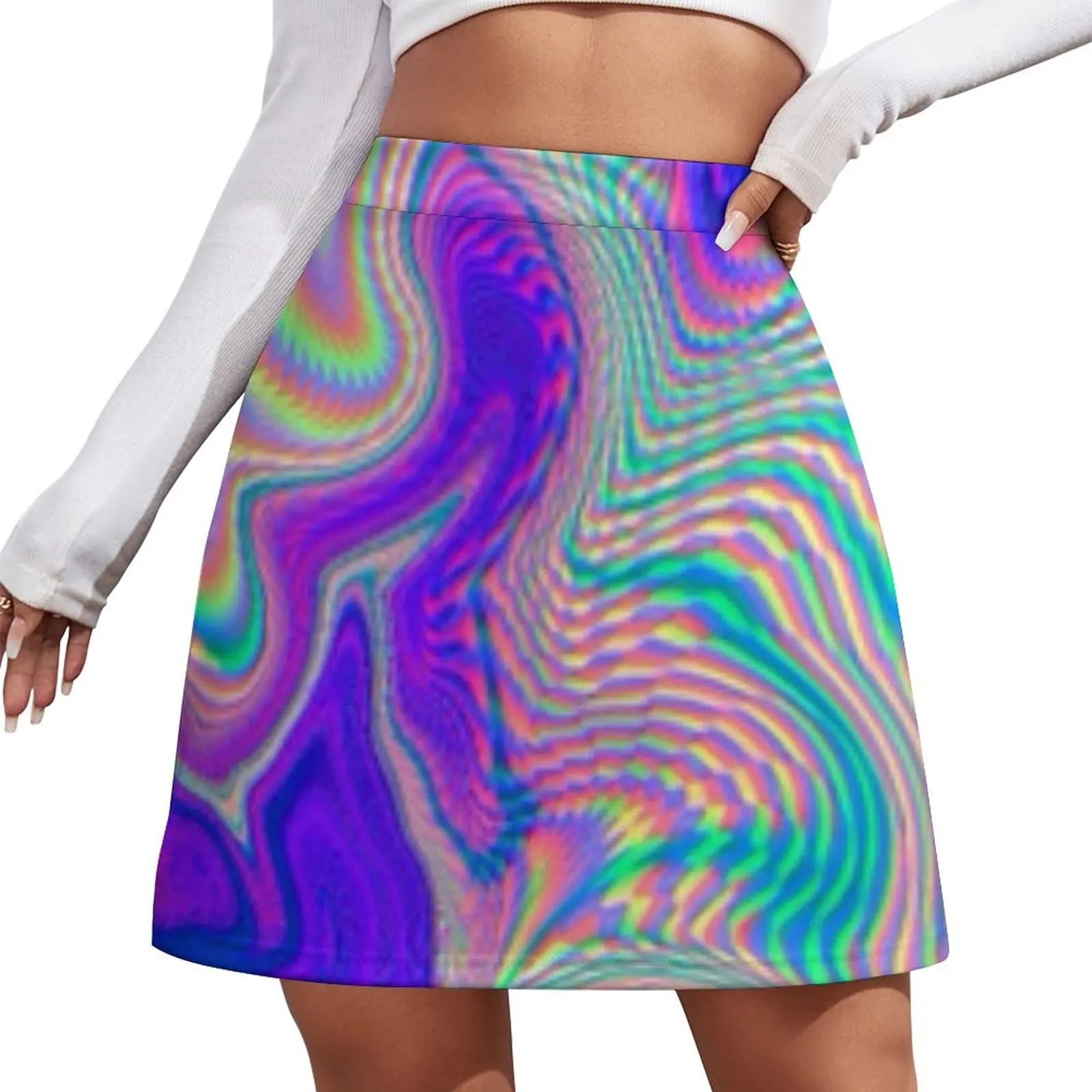 

Purple Holographic Pattern Mini Skirt korean style skirt new in dresses Clothes for summer